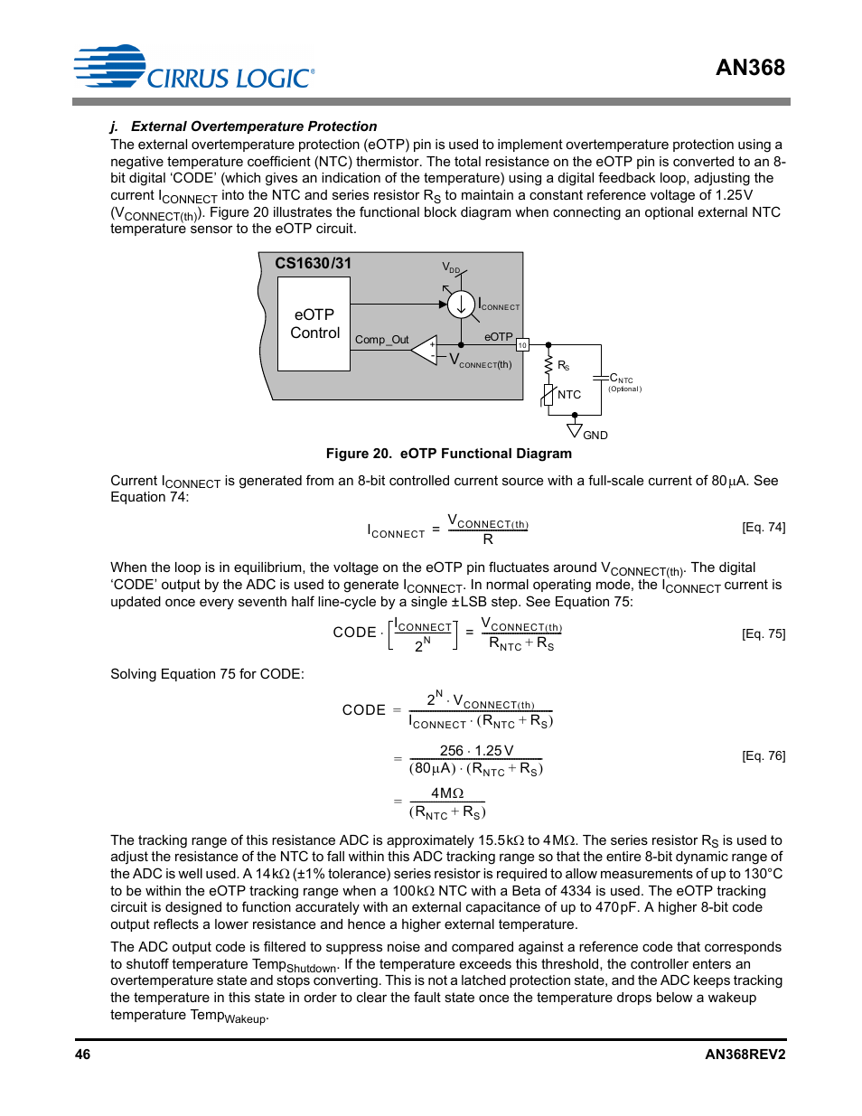 J. external overtemperature protection, An368, Eotp control | Cirrus Logic AN368 User Manual | Page 46 / 80