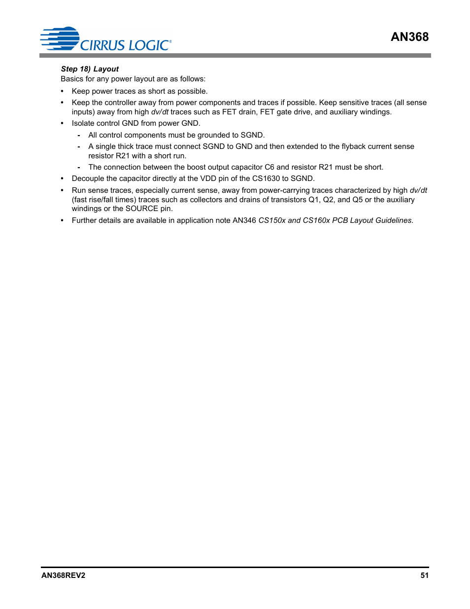 Step 18) layout, An368 | Cirrus Logic AN368 User Manual | Page 51 / 80
