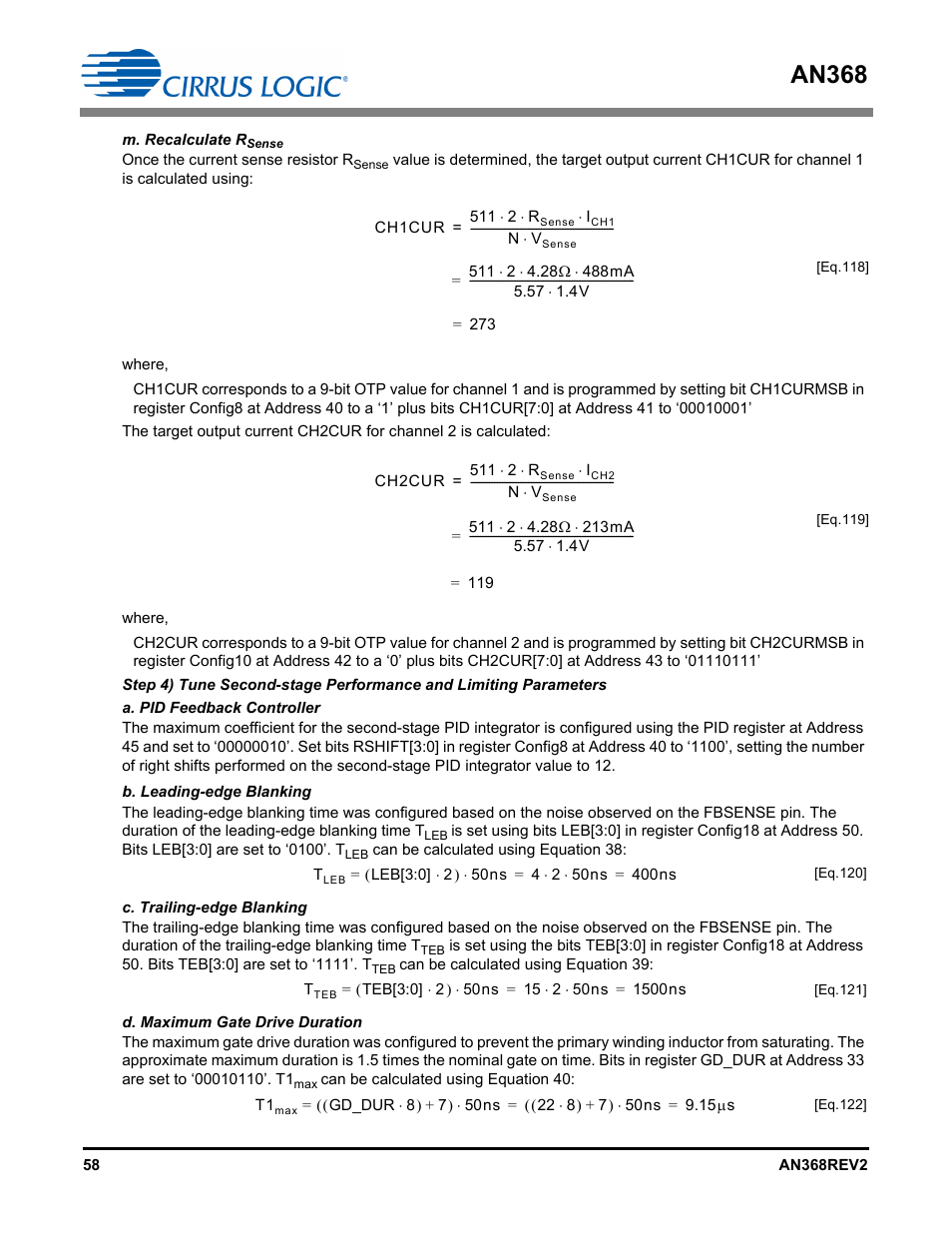 M. recalculate r, An368 | Cirrus Logic AN368 User Manual | Page 58 / 80