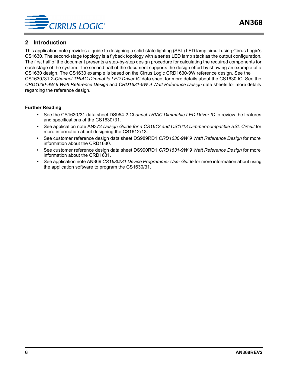 2 introduction, An368 | Cirrus Logic AN368 User Manual | Page 6 / 80