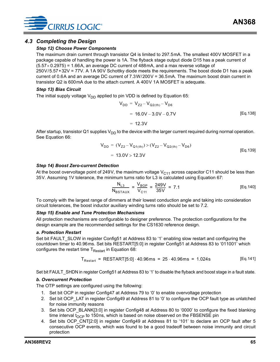 3 completing the design, A. protection restart b. overcurrent protection, An368 | Cirrus Logic AN368 User Manual | Page 65 / 80