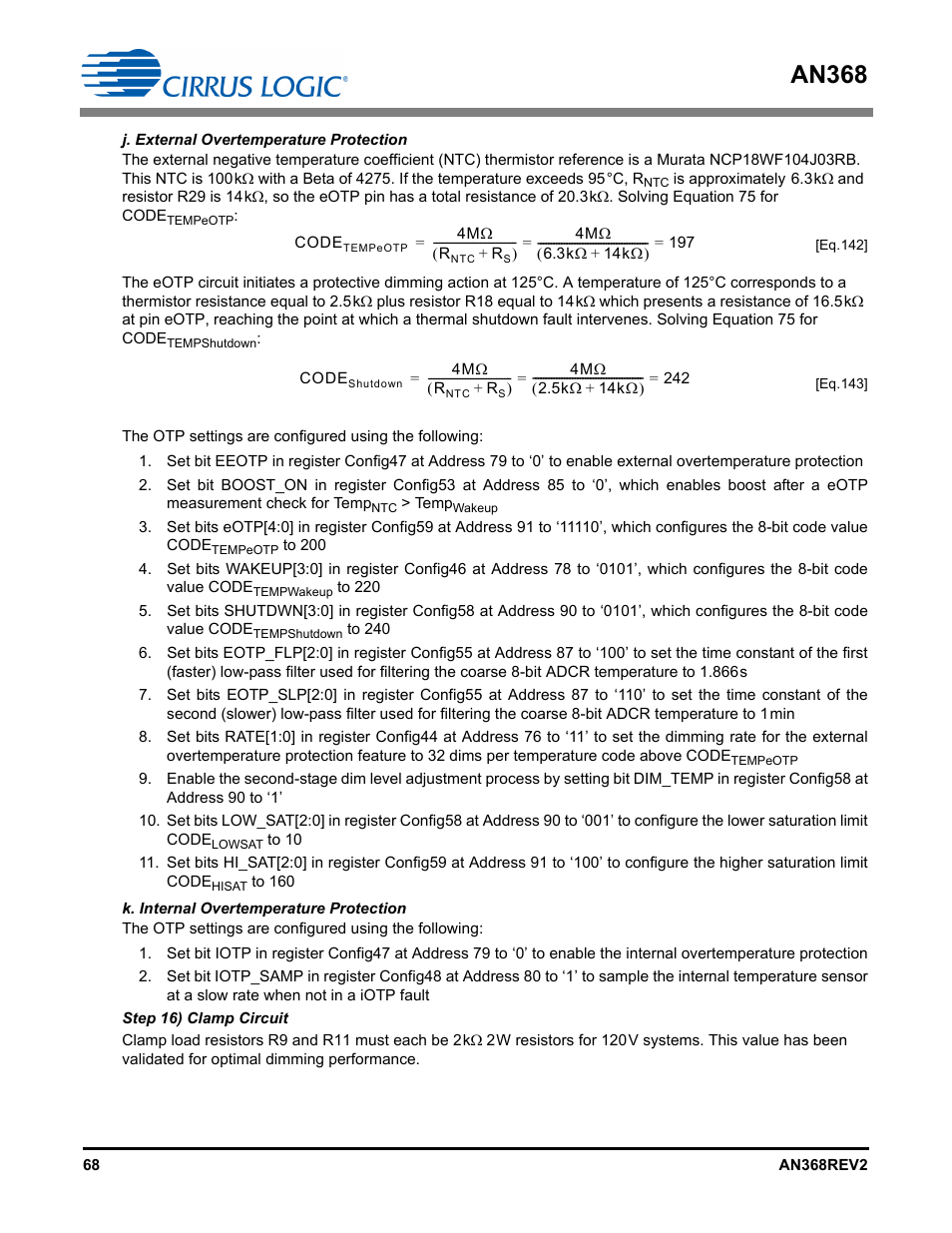Step 16) clamp circuit, An368 | Cirrus Logic AN368 User Manual | Page 68 / 80