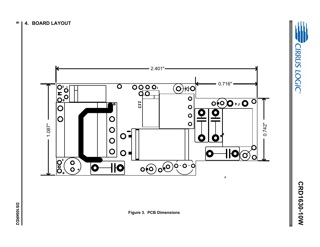 Board layout | Cirrus Logic CRD1630-10W User Manual | Page 6 / 24
