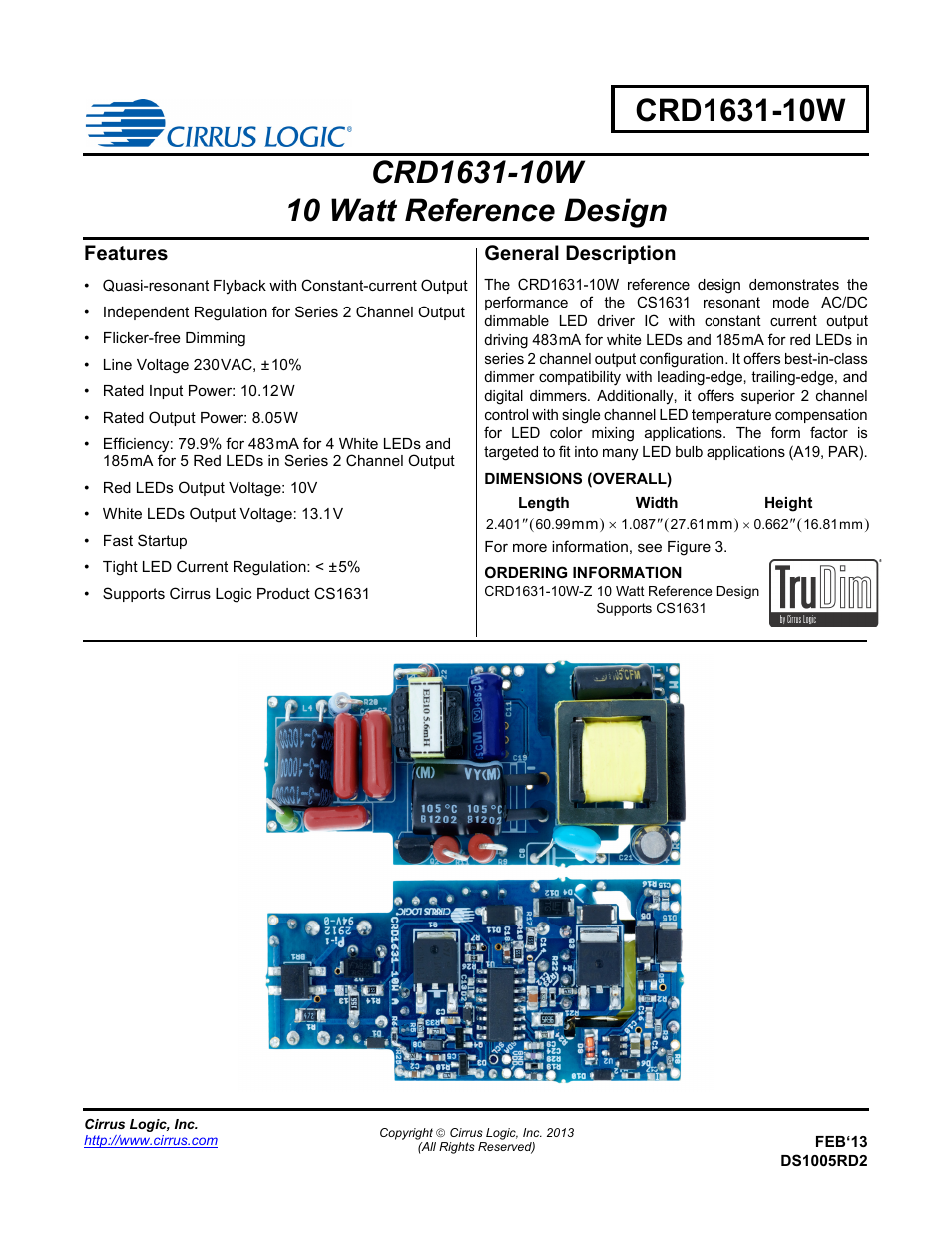 Cirrus Logic CRD1631-10W User Manual | 25 pages