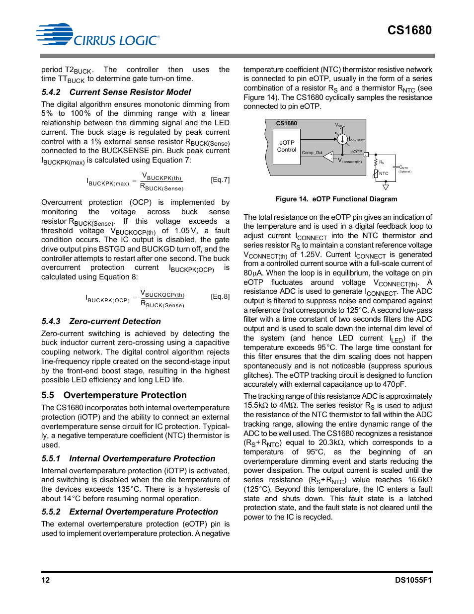 2 current sense resistor model, 3 zero-current detection, 5 overtemperature protection | 1 internal overtemperature protection, 2 external overtemperature protection, Cs1680 | Cirrus Logic CS1680 User Manual | Page 12 / 16