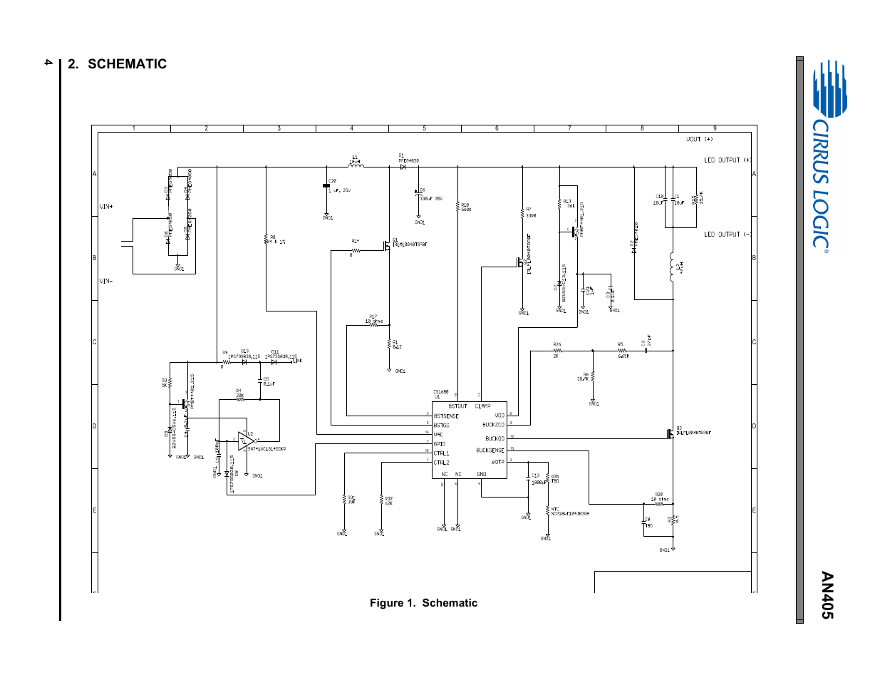 Schematic, An405, Figure 1. schematic | Cirrus Logic AN405 User Manual | Page 4 / 13