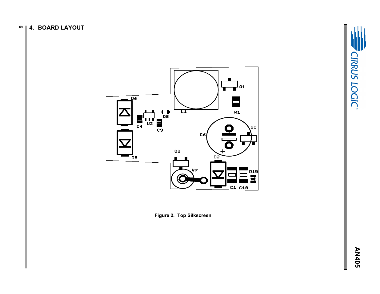 Board layout | Cirrus Logic AN405 User Manual | Page 6 / 13