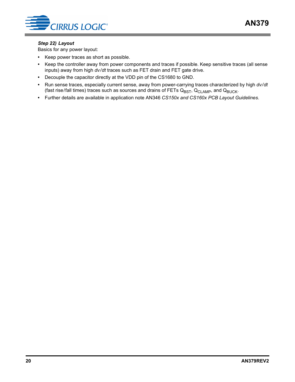 Step 22) layout, An379 | Cirrus Logic AN379 User Manual | Page 20 / 31