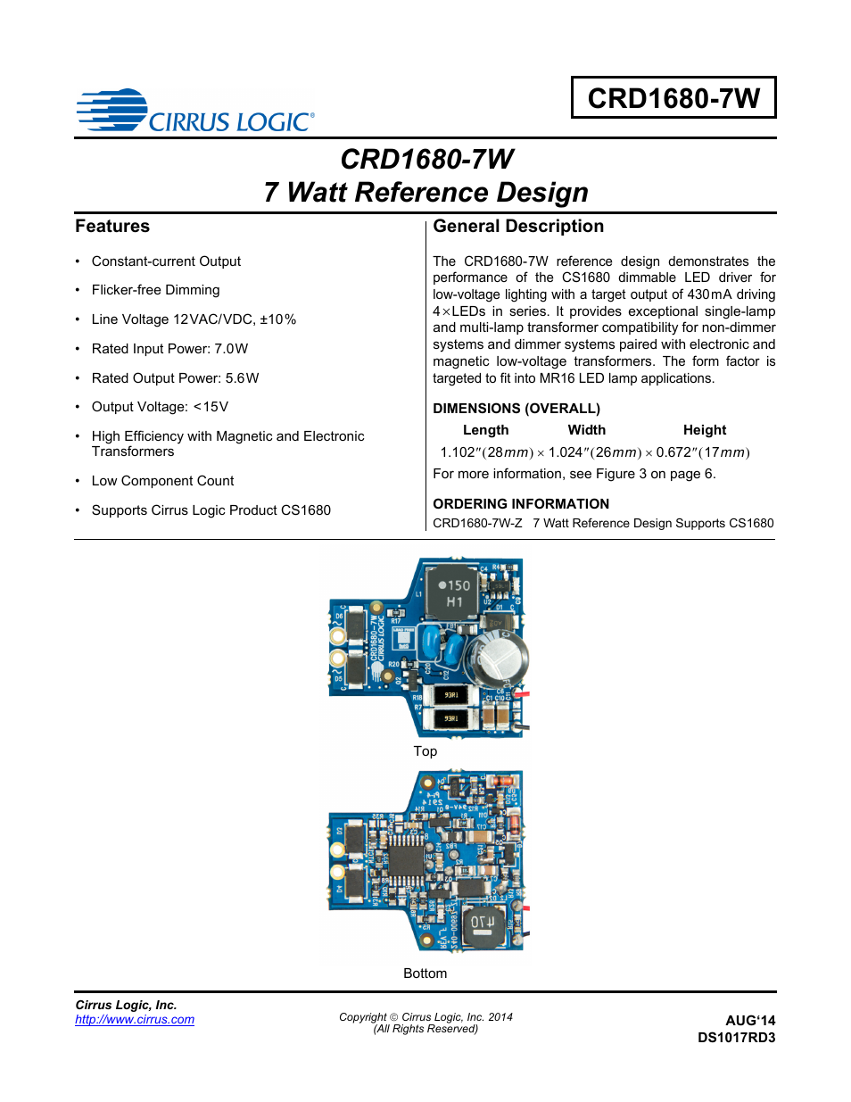 Cirrus Logic CRD1680-7W User Manual | 31 pages