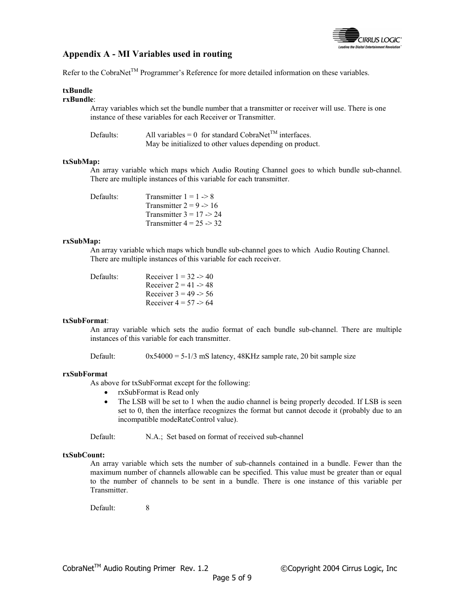 Cirrus Logic CobraNet Audio Routing Primer User Manual | Page 5 / 9