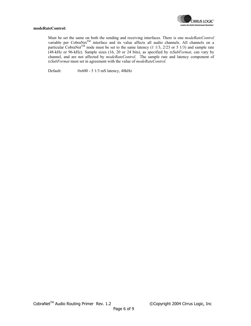 Cirrus Logic CobraNet Audio Routing Primer User Manual | Page 6 / 9