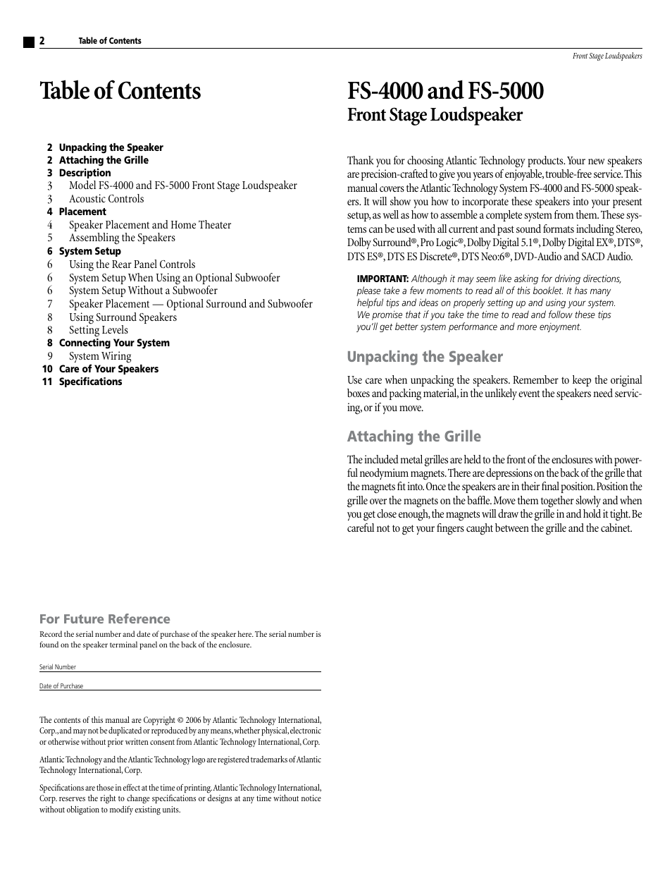 Atlantic Technology FS-4000 User Manual | Page 2 / 12