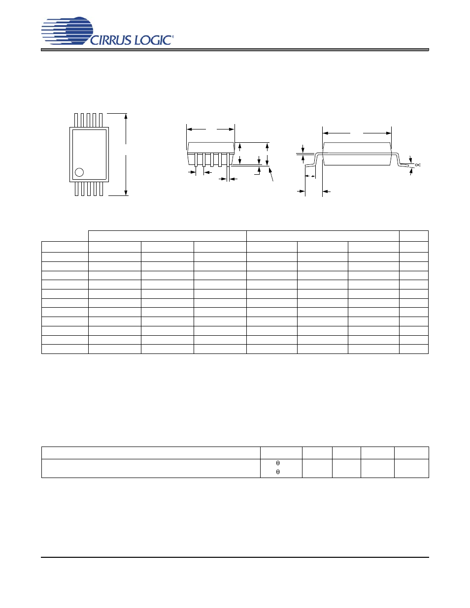 Package dimensions, Thermal characteristics, Cs2200-otp | Cirrus Logic CS2200-OTP User Manual | Page 22 / 24