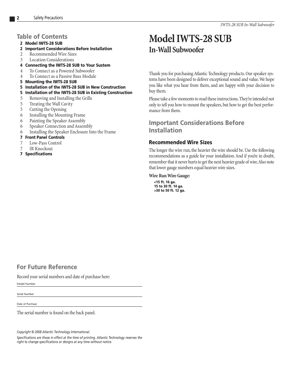 Atlantic Technology IWTS-28 SUB User Manual | Page 2 / 8