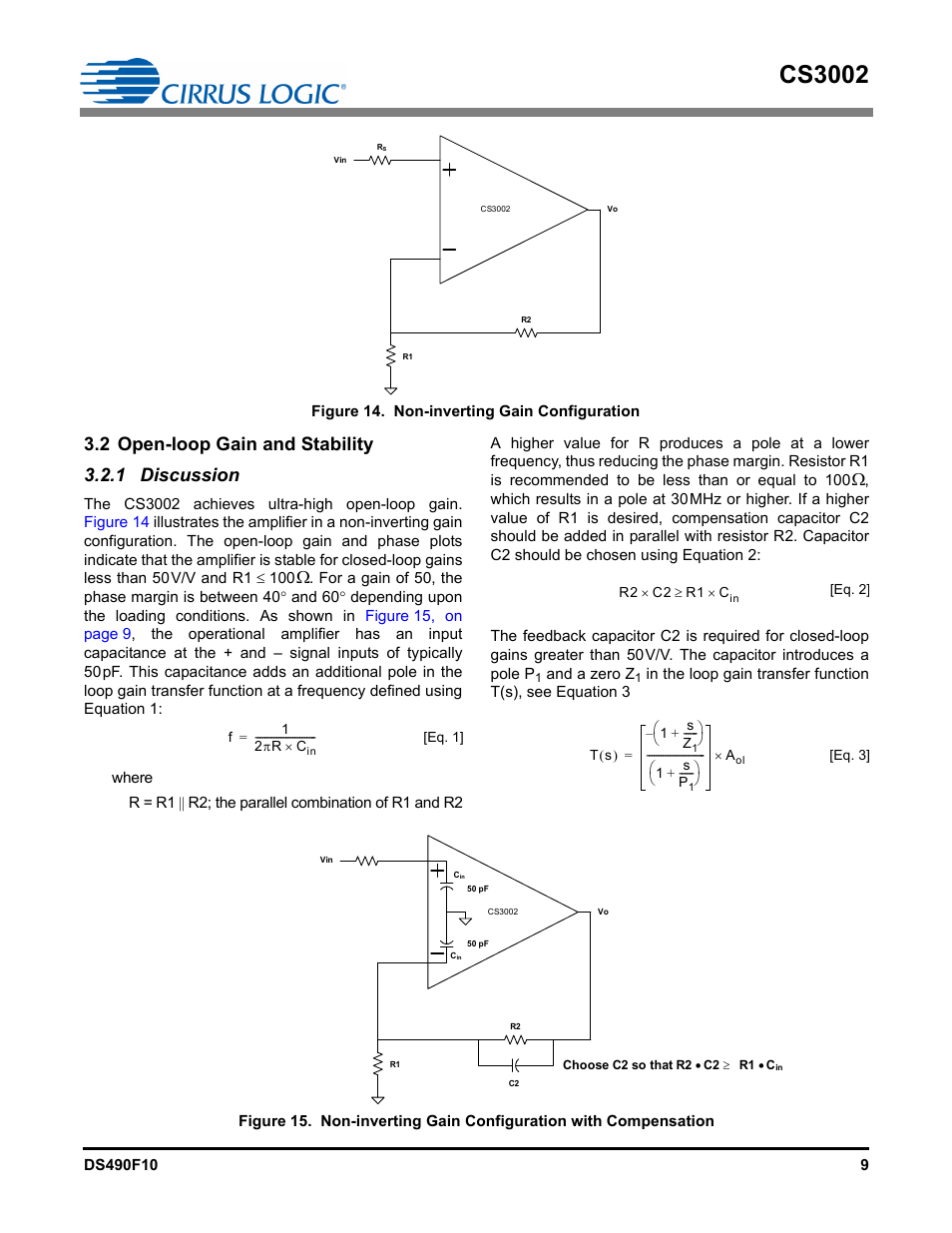 2 open-loop gain and stability, 1 discussion, Cs3002 | 2 open-loop gain and stability 3.2.1 discussion | Cirrus Logic CS3002 User Manual | Page 9 / 14