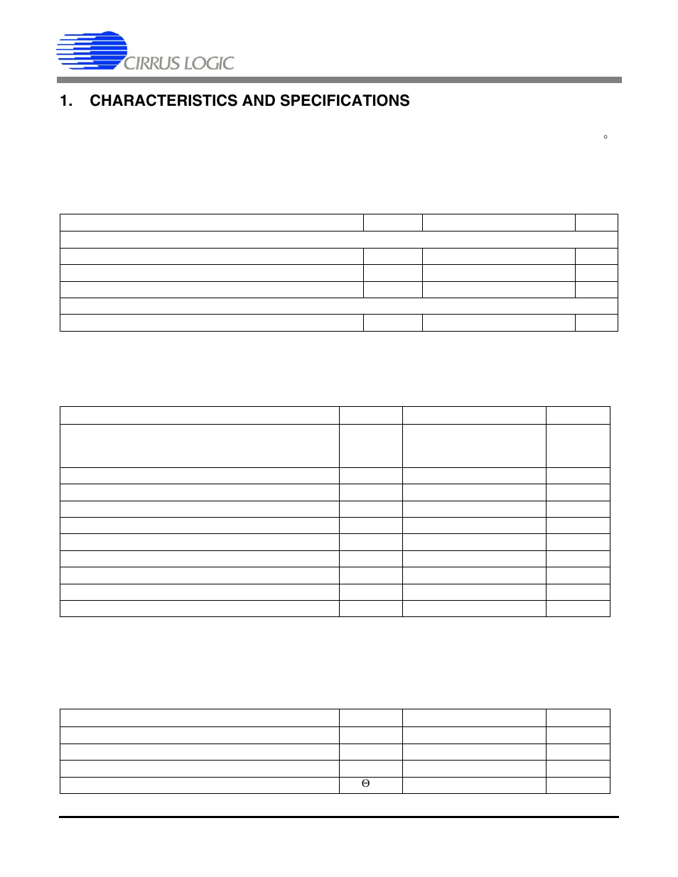 Characteristics and specifications, Specified operating conditions, Absolute maximum ratings | Temperature conditions, Cs3301a | Cirrus Logic CS3301A User Manual | Page 3 / 16