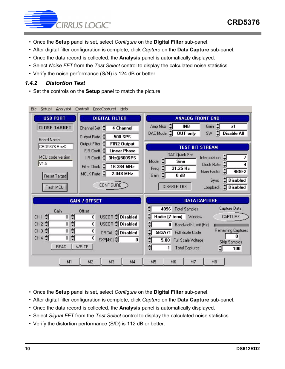 2 distortion test, Crd5376 | Cirrus Logic CRD5376 User Manual | Page 10 / 68