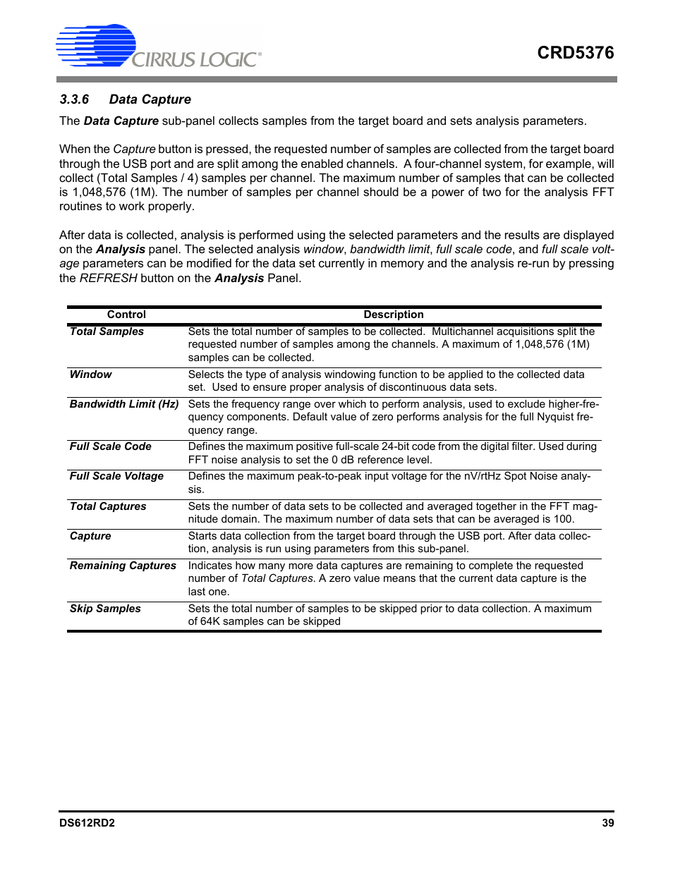 6 data capture, Crd5376 | Cirrus Logic CRD5376 User Manual | Page 39 / 68