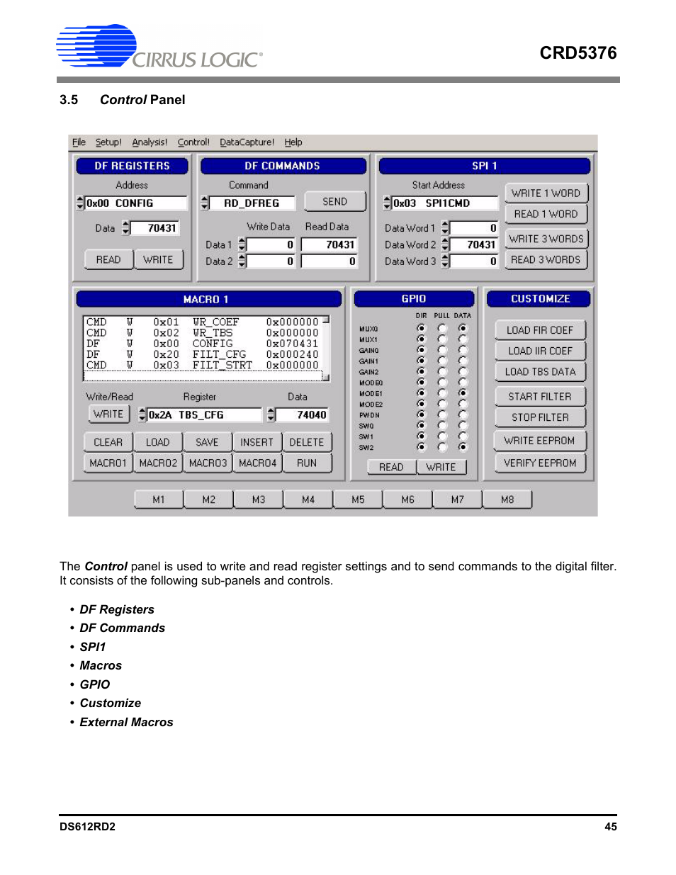 5 control panel, Crd5376 | Cirrus Logic CRD5376 User Manual | Page 45 / 68