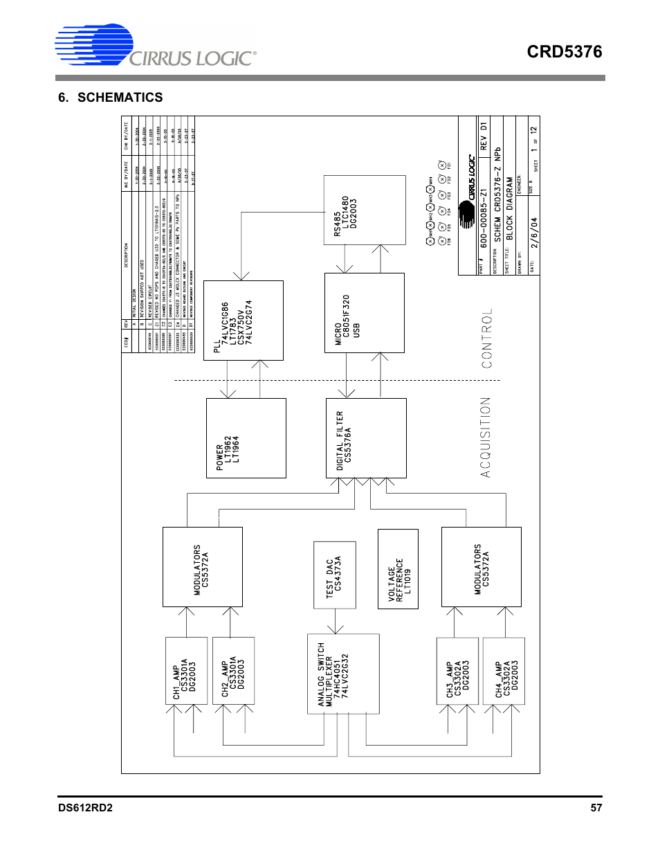 Schematics, Crd5376 | Cirrus Logic CRD5376 User Manual | Page 57 / 68