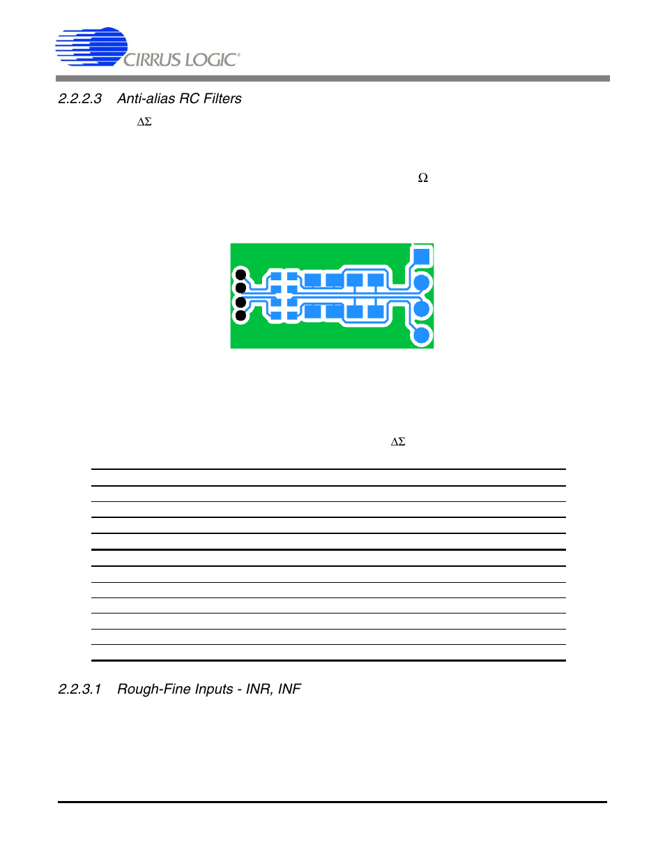 3 anti-alias rc filters, 3 delta-sigma modulators, 1 rough-fine inputs - inr, inf | Figure 2. rc filter external components, Cdb5376 | Cirrus Logic CDB5376 User Manual | Page 20 / 80