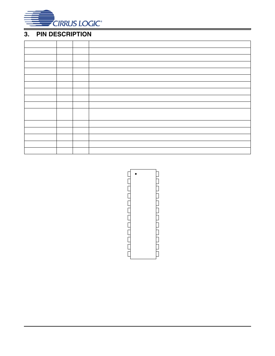 Pin description, Figure 6. cs3302a pin assignments, Table 2. pin descriptions | Cs3302a | Cirrus Logic CS3302A User Manual | Page 14 / 16