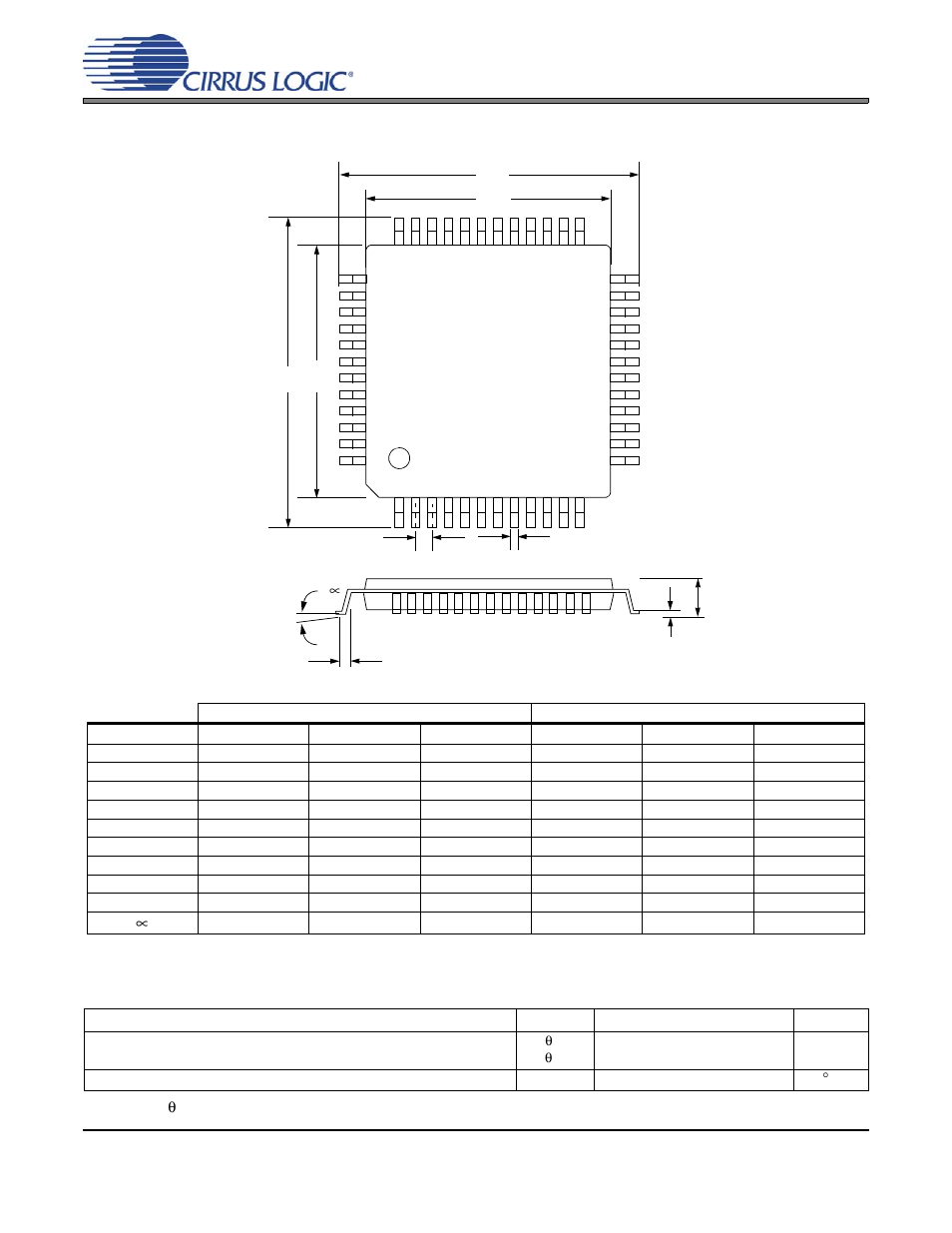 Package dimensions, Thermal characteristics and specifications, 48l lqfp package drawing | Cirrus Logic CS3308 User Manual | Page 43 / 44