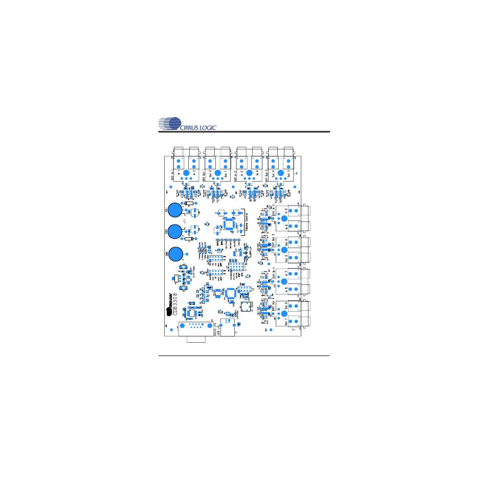 Cdb layout, Figure 11. silkscreen top, Figure 11.silkscreen top | Cdb3308 | Cirrus Logic CDB3308 User Manual | Page 13 / 16