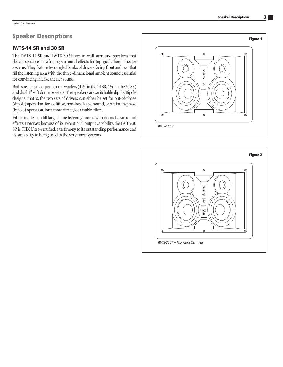 Speaker descriptions, Iwts-14 sr and 30 sr | Atlantic Technology IWTS-14 SR User Manual | Page 3 / 8