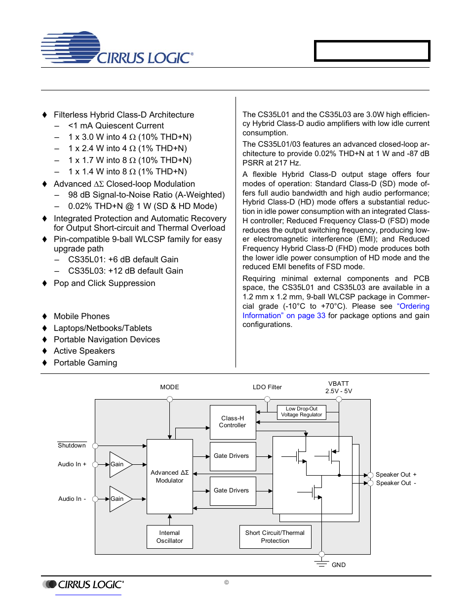 Cirrus Logic CS35L03 User Manual | 33 pages