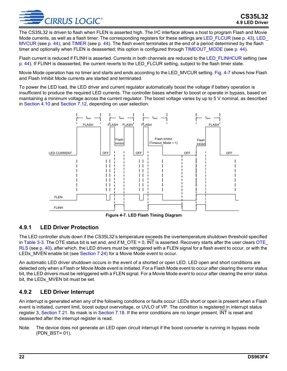 1 led driver protection, 2 led driver interrupt, Cs35l32 | Cirrus Logic CS35L32 User Manual | Page 22 / 51