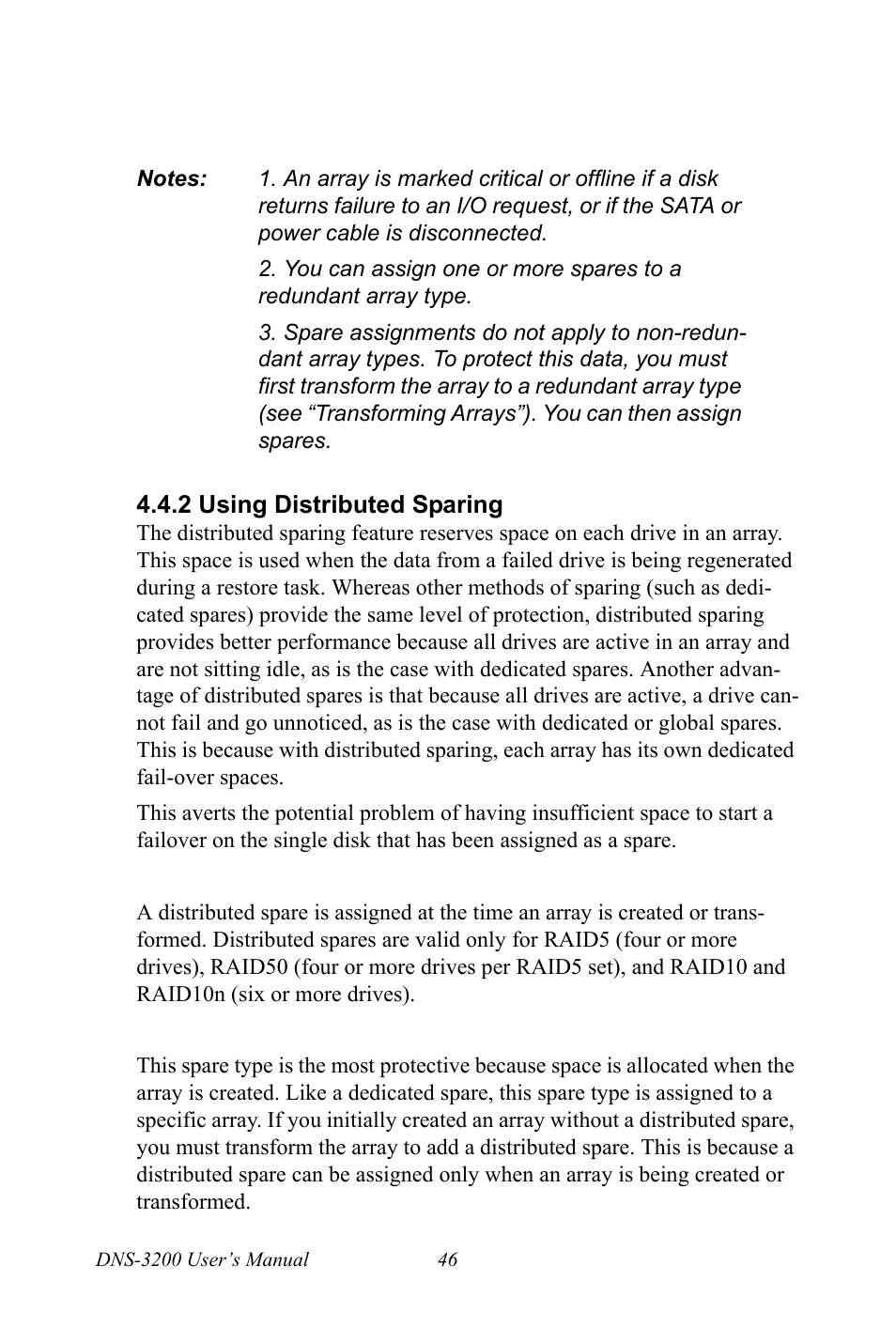 2 using distributed sparing, Using distributed sparing | Advantech DNS-3200 User Manual | Page 64 / 110