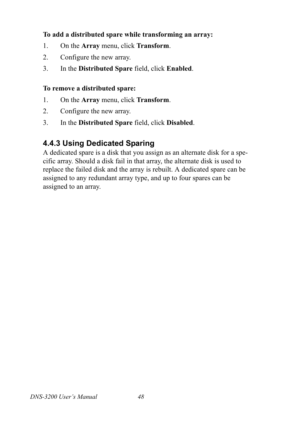 3 using dedicated sparing, Using dedicated sparing | Advantech DNS-3200 User Manual | Page 66 / 110