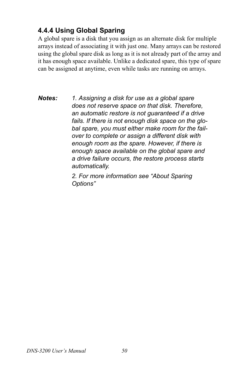 4 using global sparing, Using global sparing | Advantech DNS-3200 User Manual | Page 68 / 110