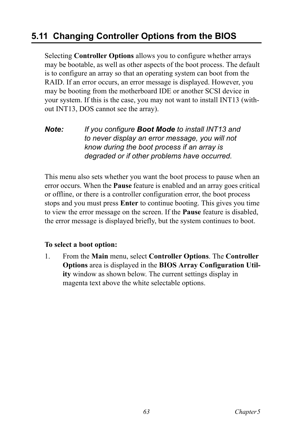11 changing controller options from the bios, Changing controller options from the bios | Advantech DNS-3200 User Manual | Page 81 / 110