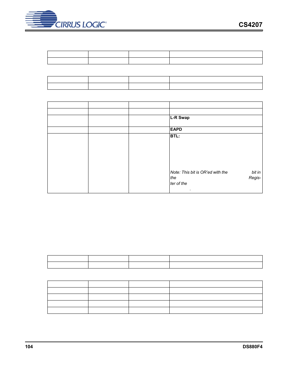 11 mic in 1/line in 2 eapd/btl enable, 12 line in 1/mic in 2 configuration default, P 104 | Cs4207 | Cirrus Logic CS4207 User Manual | Page 104 / 148