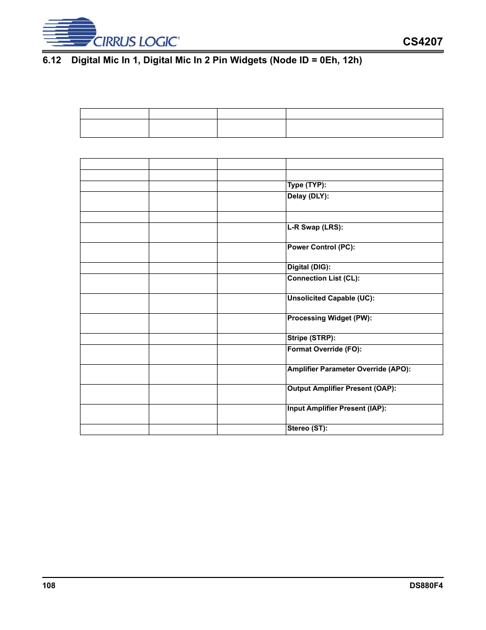 1 audio widget capabilities, Cs4207 | Cirrus Logic CS4207 User Manual | Page 108 / 148