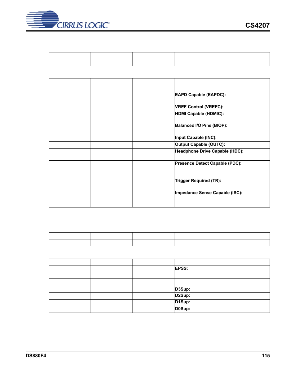 2 pin capabilities, 3 supported power states, 2 pin capabilities 6.13.3 supported power states | Cs4207 | Cirrus Logic CS4207 User Manual | Page 115 / 148