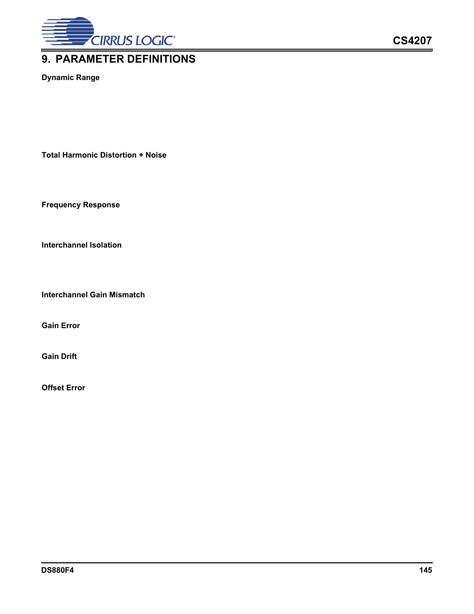 Parameter definitions | Cirrus Logic CS4207 User Manual | Page 145 / 148