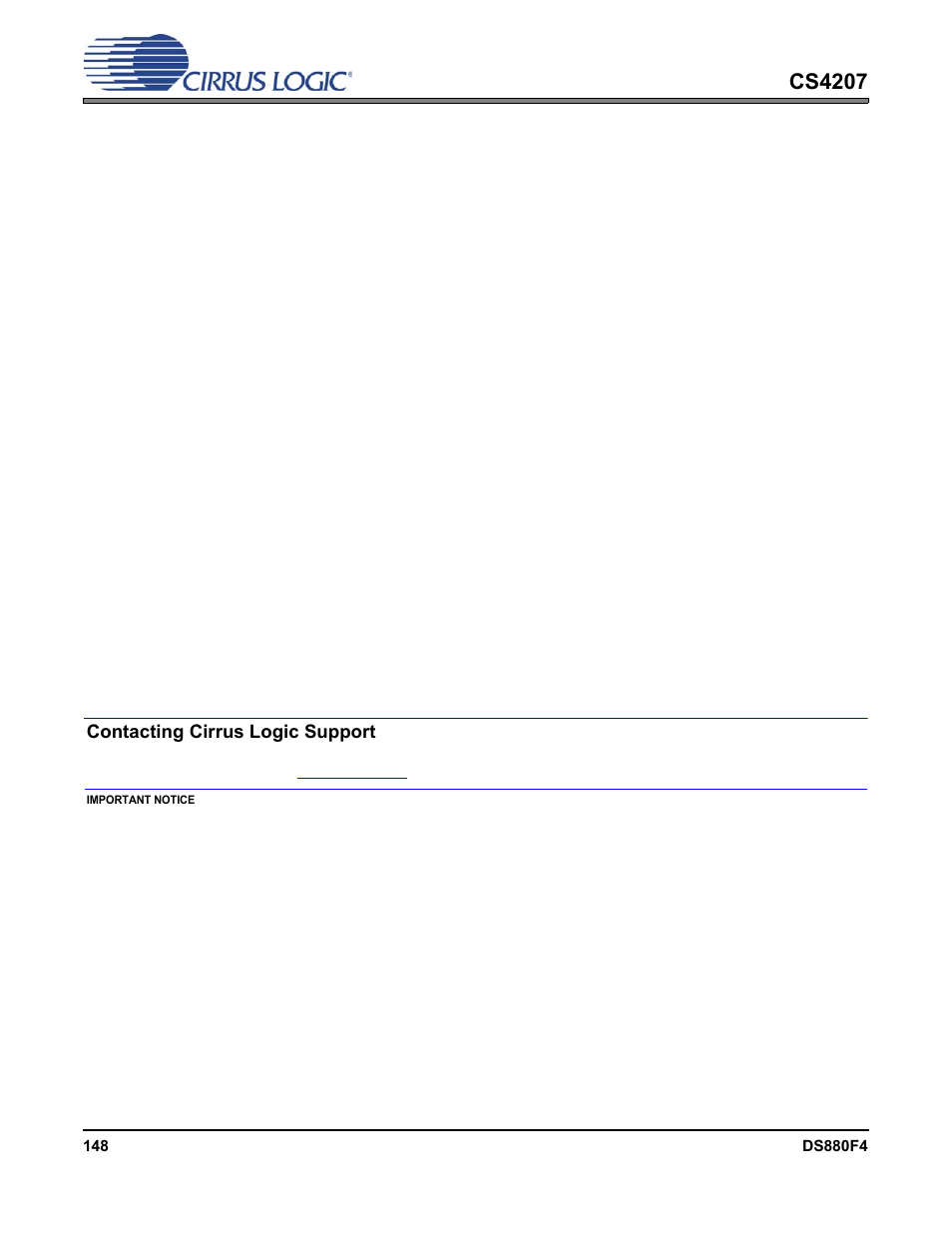 Cs4207, Contacting cirrus logic support | Cirrus Logic CS4207 User Manual | Page 148 / 148
