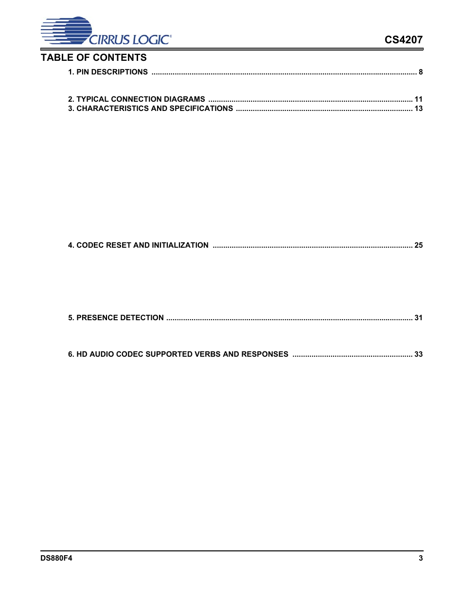Cirrus Logic CS4207 User Manual | Page 3 / 148