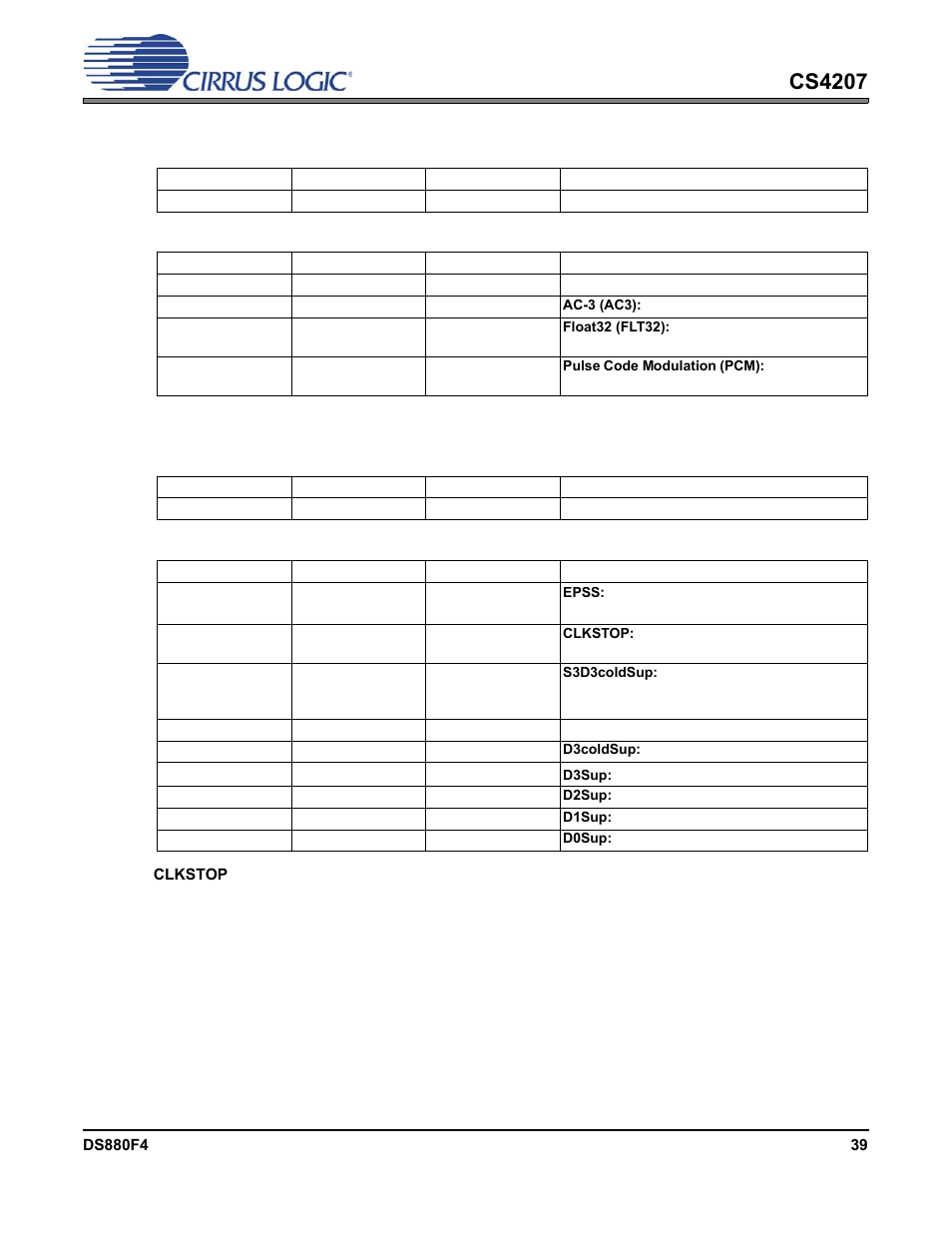 5 supported stream formats, 6 supported power states, Cs4207 | Cirrus Logic CS4207 User Manual | Page 39 / 148