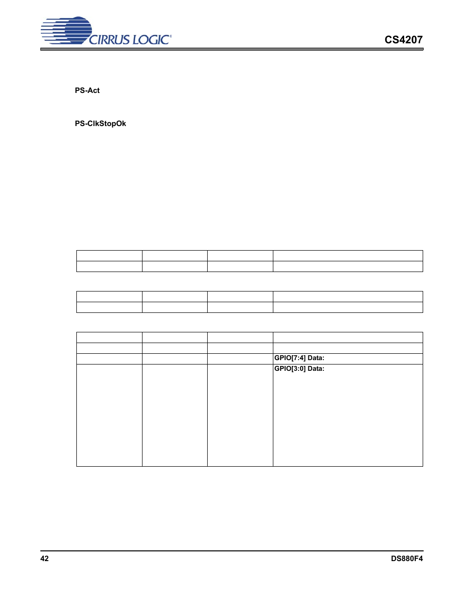 9 gpio data, Cs4207 | Cirrus Logic CS4207 User Manual | Page 42 / 148