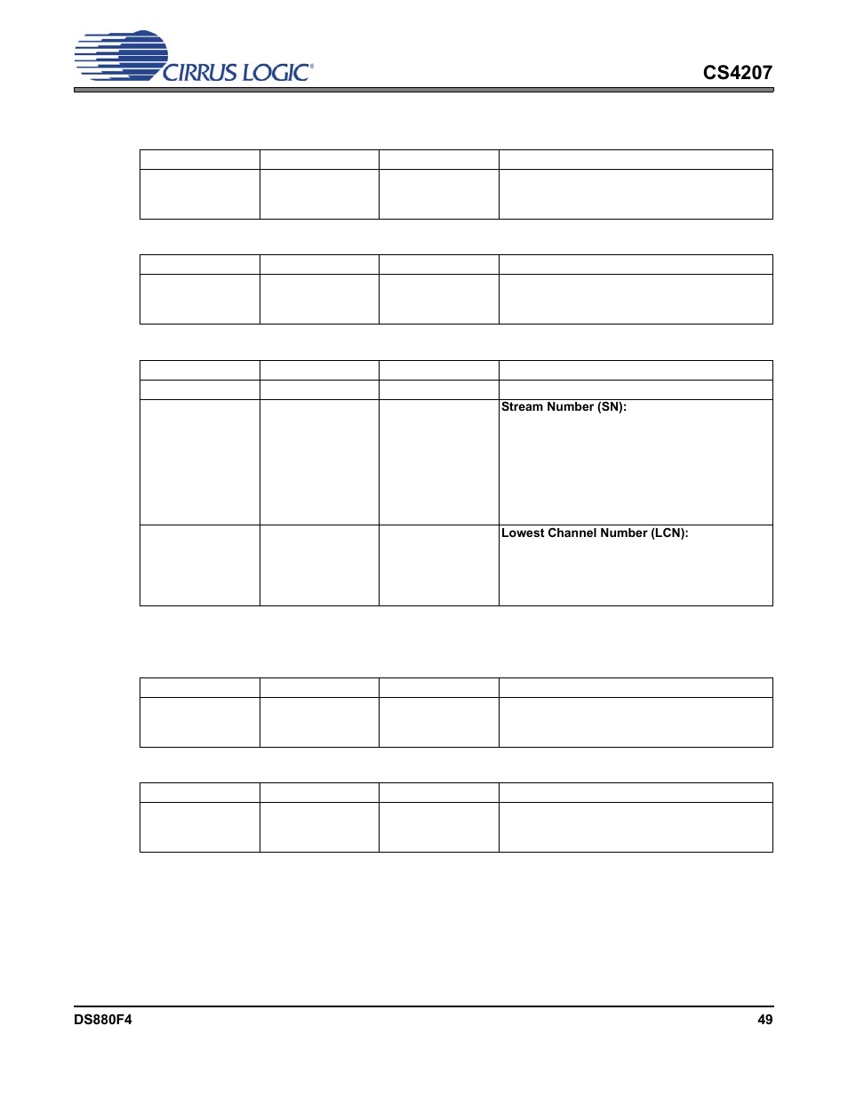 7 converter stream, channel, 8 converter format, 7 converter stream, channel 6.4.8 converter format | Cs4207 | Cirrus Logic CS4207 User Manual | Page 49 / 148