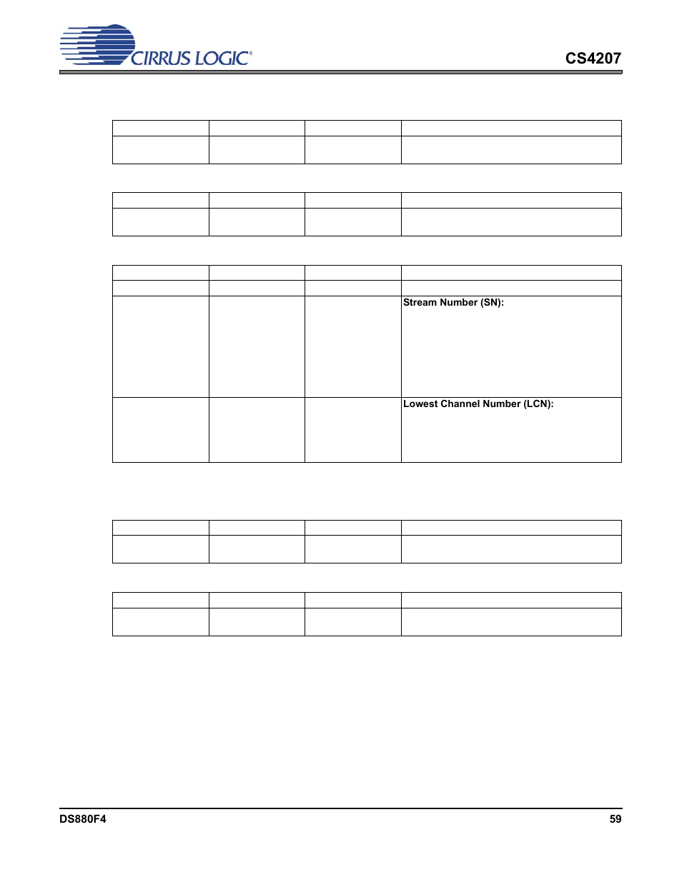 12 converter stream, channel, 13 converter format, Cs4207 | Cirrus Logic CS4207 User Manual | Page 59 / 148