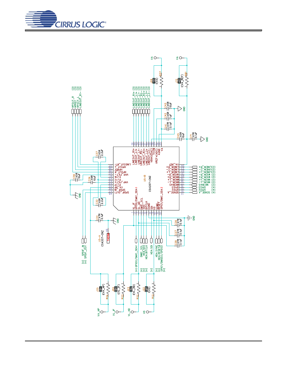 Cdb4207 schematics and layout, Figure 2.cs4207, Ance | Figure 2, Cdb4207 | Cirrus Logic CDB4207 User Manual | Page 11 / 22
