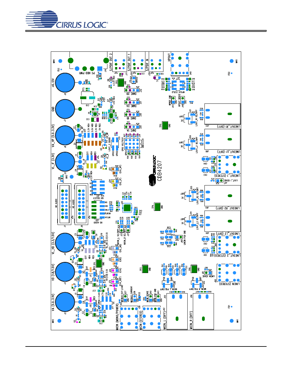 Figure 7.cdb4207 component map, Figures 7, Cdb4207 | Cirrus Logic CDB4207 User Manual | Page 16 / 22