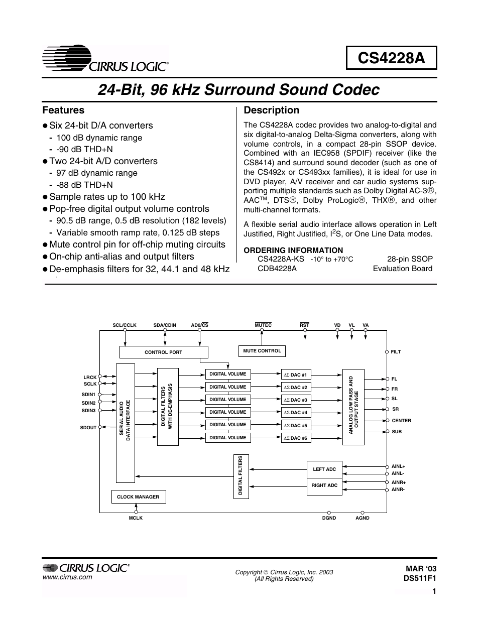 Cirrus Logic CS4228A User Manual | 32 pages