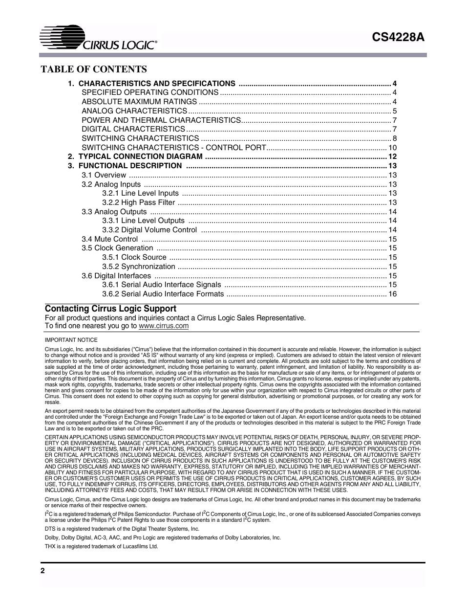 Cirrus Logic CS4228A User Manual | Page 2 / 32