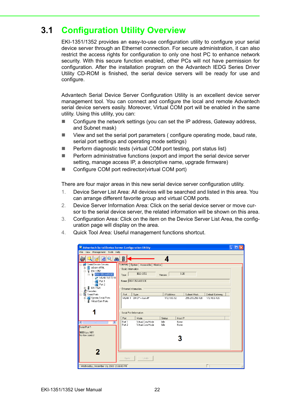 1 configuration utility overview, Configuration utility overview | Advantech EKI-1351 User Manual | Page 28 / 76